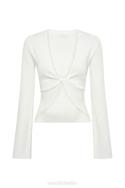 Kleidung Meshki Carol Strick-Twist-Langarmoberteil Weiß 2F8B824