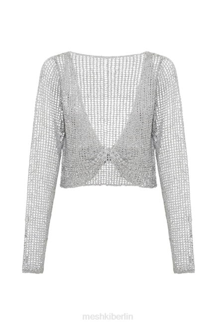 Kleidung Meshki Catalina-Pailletten-Häkel-Twist-Top Silber 2F8B965