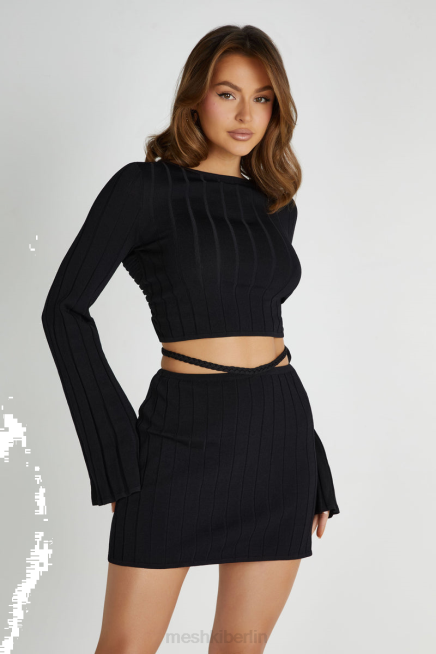 Kleidung Meshki Celine Twist Back Extreme Rib Top Schwarz 2F8B843
