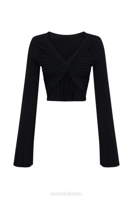 Kleidung Meshki Celine Twist Back Extreme Rib Top Schwarz 2F8B843