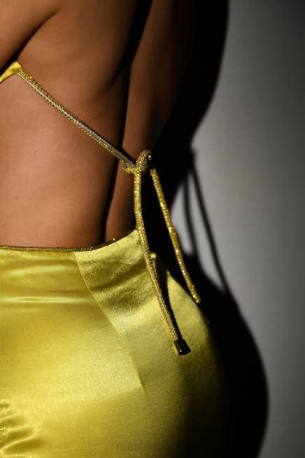 Kleidung Meshki Christie Strass-Oberteil mit Wasserfallausschnitt Chartreuse 2F8B1028