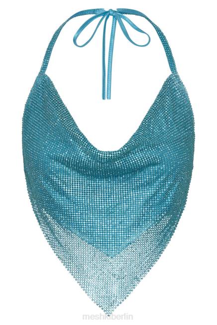 Kleidung Meshki Daphne Diamante Neckholder-Top mit Wasserfallausschnitt Aquamarin 2F8B976