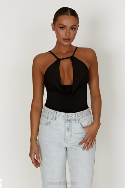 Kleidung Meshki Deanna, anschmiegsames Longline-Top Schwarz 2F8B955