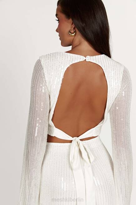 Kleidung Meshki Diaz Langarm-Pailletten-Top Weiß 2F8B937