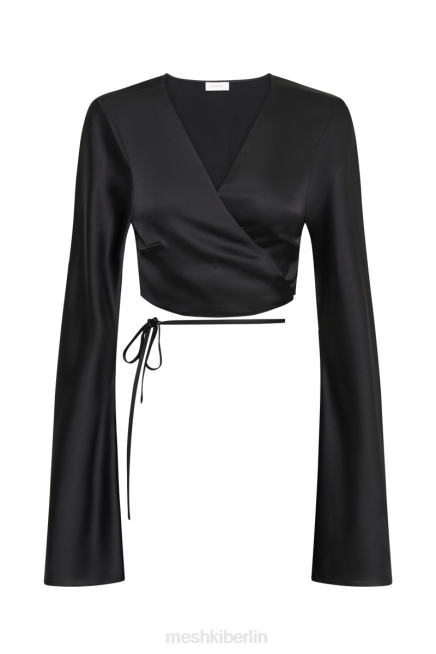Kleidung Meshki Elaine Satin-Langarmoberteil Schwarz 2F8B850