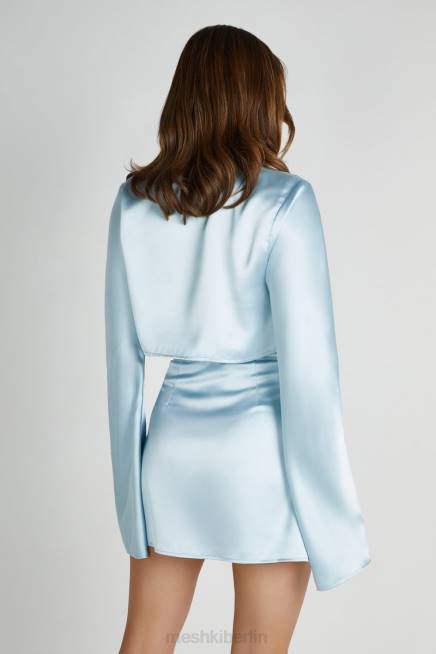 Kleidung Meshki Elaine Satin-Langarmoberteil arktisches Blau 2F8B835