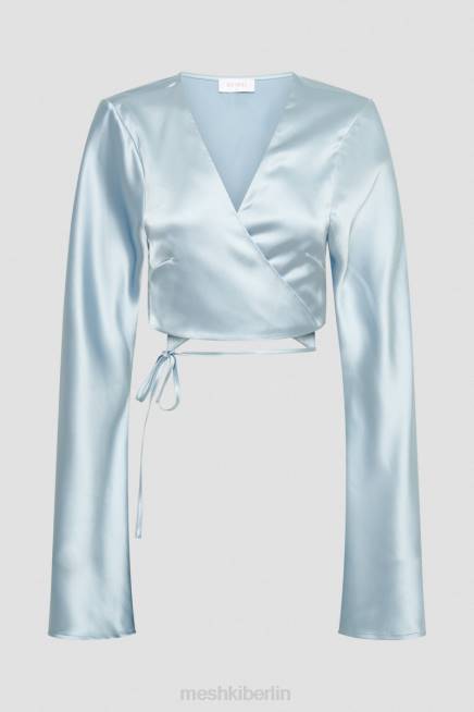 Kleidung Meshki Elaine Satin-Langarmoberteil arktisches Blau 2F8B835