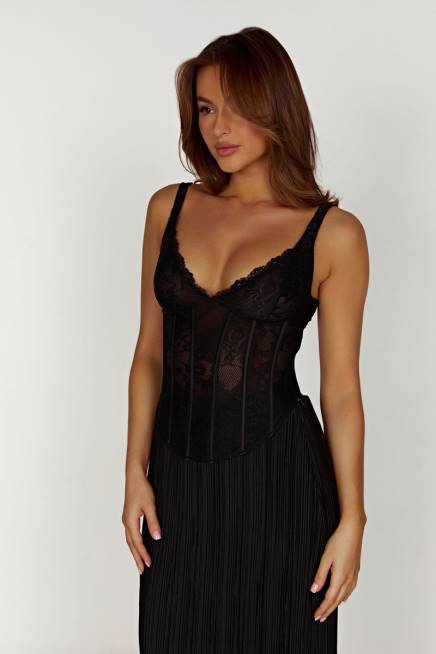 Kleidung Meshki Elsie Spitzen-Bustier-Oberteil Schwarz 2F8B851