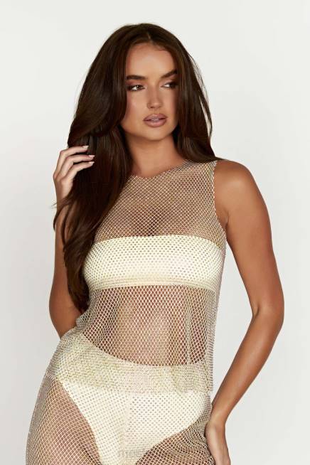Kleidung Meshki Emerson Diamant-Mesh-Tanktop Creme 2F8B945