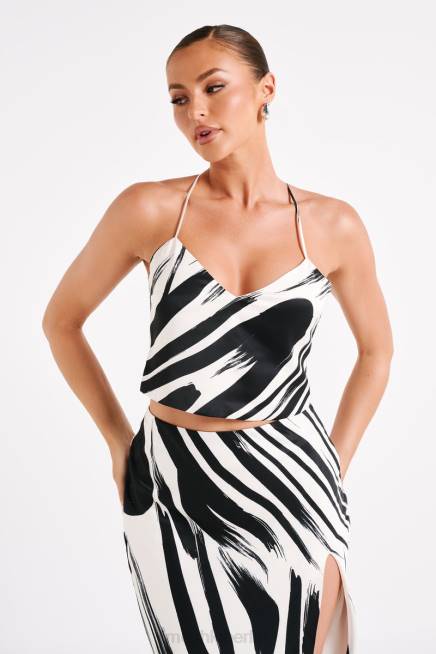 Kleidung Meshki Felicia bedrucktes Neckholder-Top abstrakter Druck 2F8B753