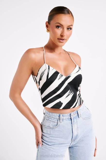 Kleidung Meshki Felicia bedrucktes Neckholder-Top abstrakter Druck 2F8B753