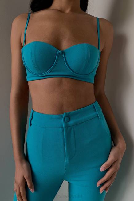 Kleidung Meshki Fiorella-Crêpe-Bustier-Oberteil Aquamarin 2F8B1060