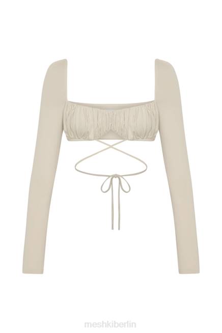 Kleidung Meshki Geesou gerafftes, langärmliges Oberteil zum Binden an der Brust Weizen 2F8B1082