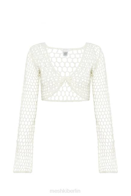 Kleidung Meshki Hallie Twisted kurzes Häkeloberteil Weiß 2F8B960