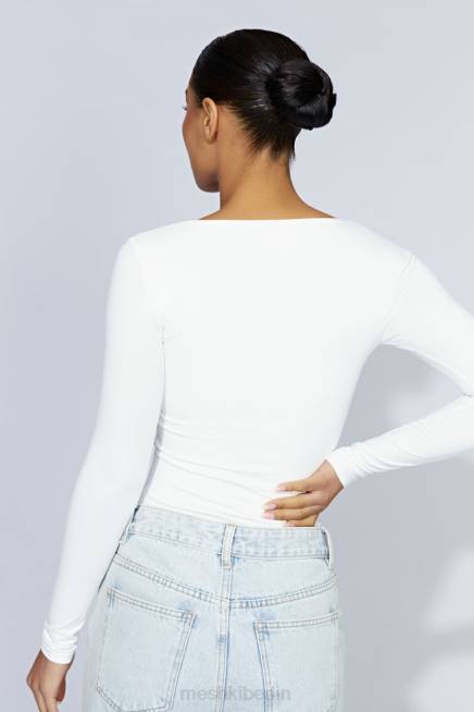 Kleidung Meshki Heidekraut-Langarmoberteil mit U-Ausschnitt Weiß 2F8B947