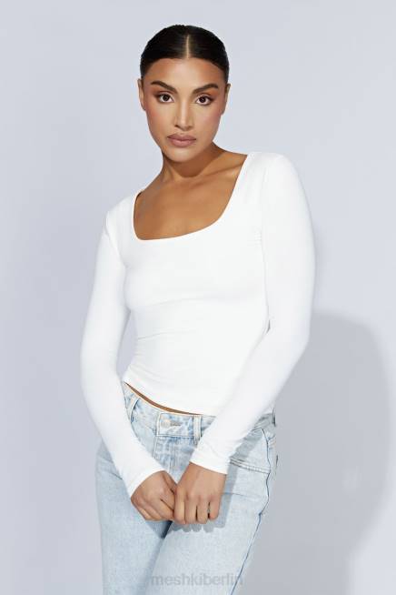 Kleidung Meshki Heidekraut-Langarmoberteil mit U-Ausschnitt Weiß 2F8B947