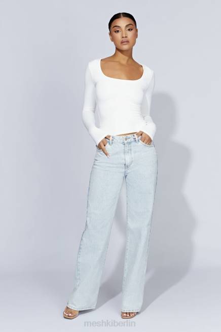 Kleidung Meshki Heidekraut-Langarmoberteil mit U-Ausschnitt Weiß 2F8B947