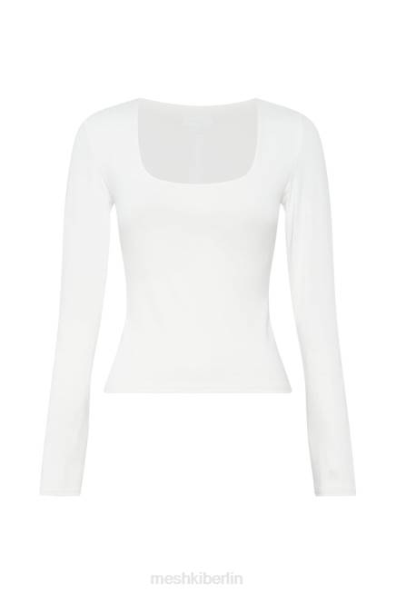 Kleidung Meshki Heidekraut-Langarmoberteil mit U-Ausschnitt Weiß 2F8B947