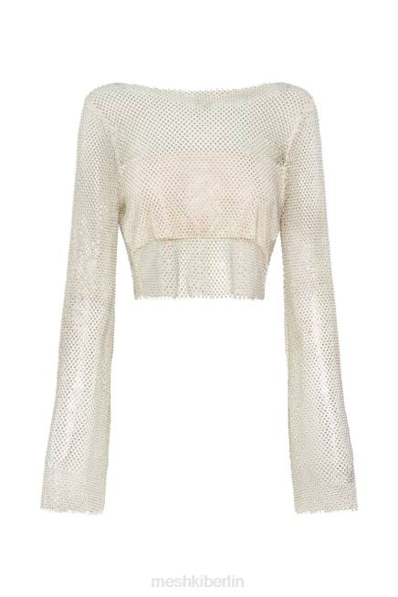 Kleidung Meshki Hilton Diamonde Mesh Cowl Top Creme 2F8B813