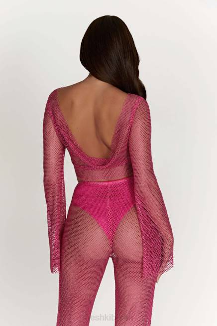 Kleidung Meshki Hilton Diamonde Mesh Cowl Top Rosa 2F8B969