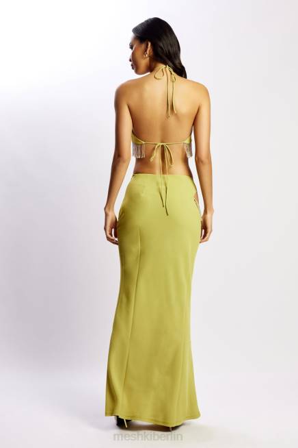 Kleidung Meshki Jayleen – Schlüsselloch-Triangel-Neckholder-Top mit Fransen Chartreuse 2F8B1135