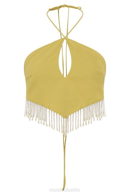 Kleidung Meshki Jayleen – Schlüsselloch-Triangel-Neckholder-Top mit Fransen Chartreuse 2F8B1135