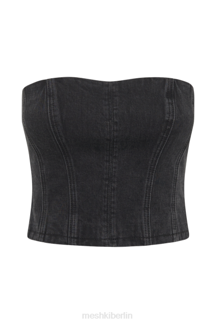 Kleidung Meshki Jordanana-Denim-Röhrenoberteil schwarz gewaschen 2F8B1298