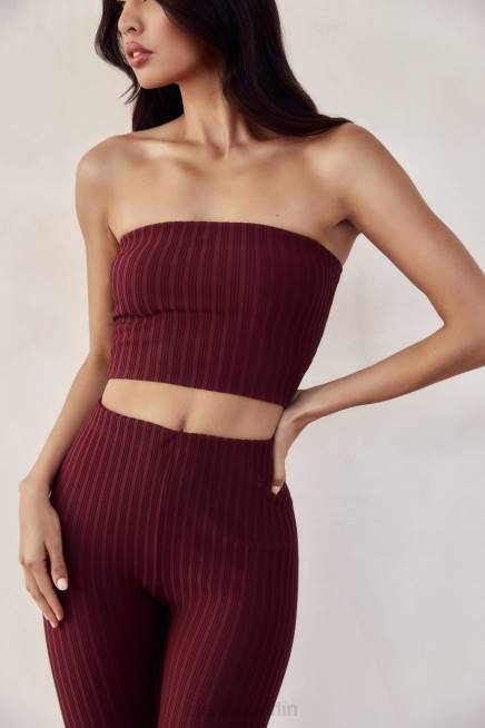 Kleidung Meshki Jordi trägerloses Strickoberteil Kirschschokolade 2F8B1012