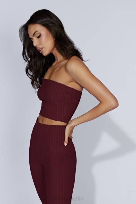 Kleidung Meshki Jordi trägerloses Strickoberteil Kirschschokolade 2F8B1012