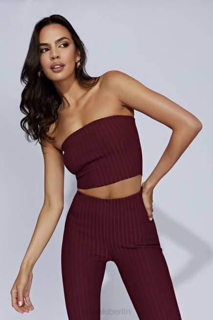 Kleidung Meshki Jordi trägerloses Strickoberteil Kirschschokolade 2F8B1012