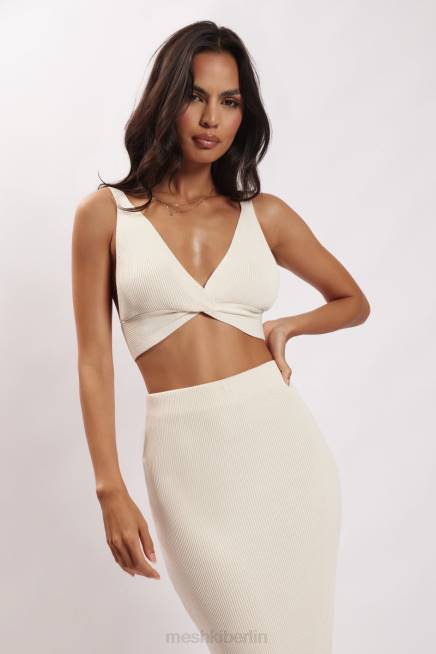 Kleidung Meshki Kaesha-Strickoberteil mit verdrehter Vorderseite Knochen 2F8B812