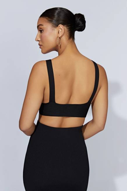 Kleidung Meshki Kaesha-Strickoberteil mit verdrehter Vorderseite Schwarz 2F8B872