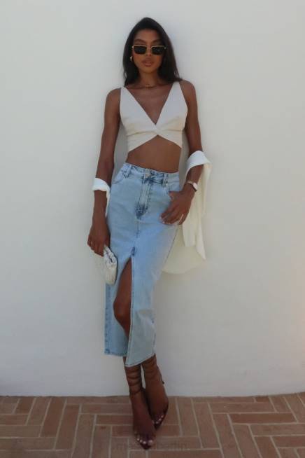 Kleidung Meshki Kaesha Twist-Leinen-Top natürlich 2F8B1046