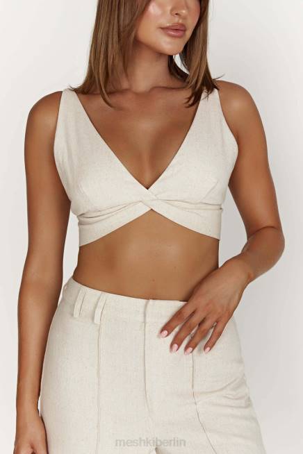 Kleidung Meshki Kaesha Twist-Leinen-Top natürlich 2F8B1046