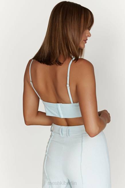 Kleidung Meshki Kaesha Twist-Leinen-Top puderblau 2F8B1002