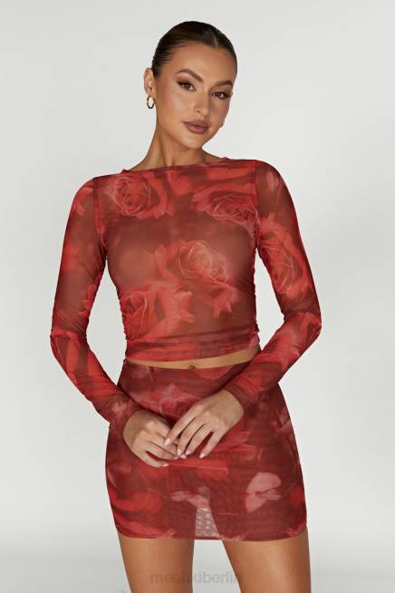 Kleidung Meshki Langarmshirt aus Blaine-Mesh übergroßer Rosendruck 2F8B1018