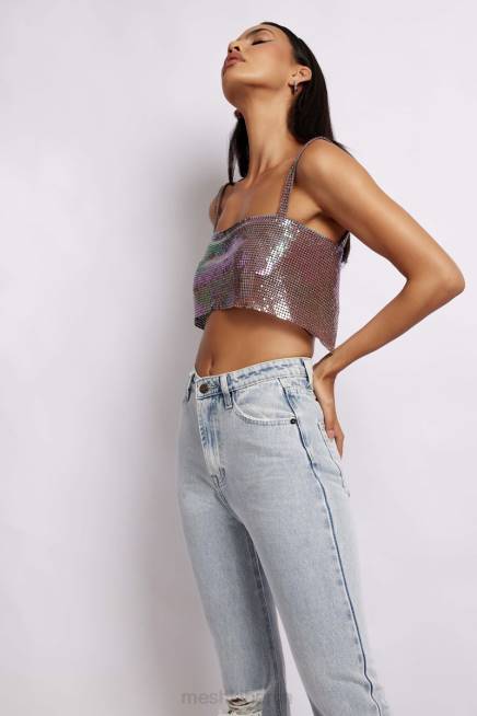 Kleidung Meshki Lianne Glow Mesh-Bandeau-Oberteil schillerndes Lila 2F8B989