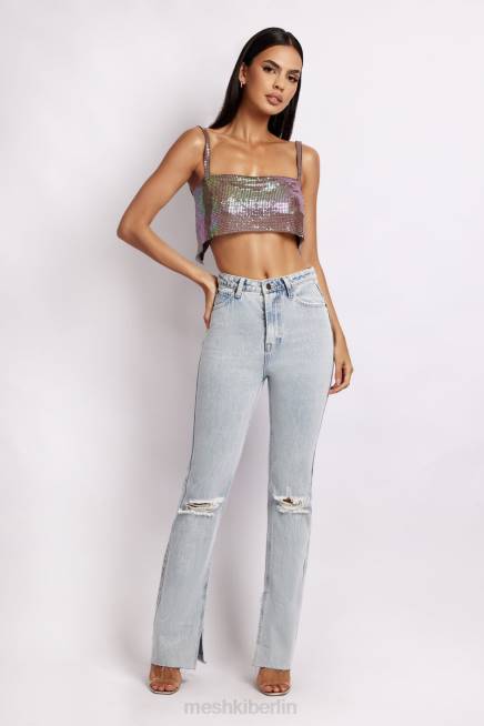 Kleidung Meshki Lianne Glow Mesh-Bandeau-Oberteil schillerndes Lila 2F8B989