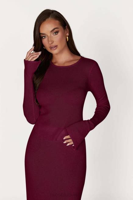 Kleidung Meshki Maribelle-Langarm-Strickoberteil Wein 2F8B889