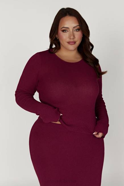 Kleidung Meshki Maribelle-Langarm-Strickoberteil Wein 2F8B889