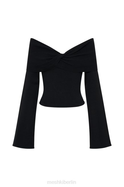 Kleidung Meshki Marlisa schulterfreies Twist-Top Schwarz 2F8B768