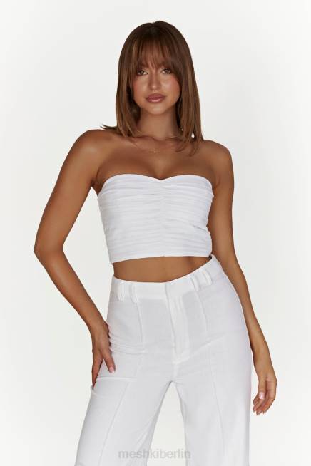 Kleidung Meshki McKenna gerafftes Leinenoberteil Weiß 2F8B1015