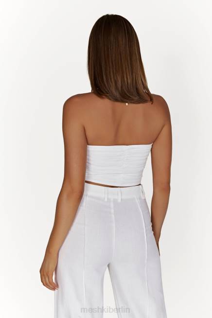 Kleidung Meshki McKenna gerafftes Leinenoberteil Weiß 2F8B1015