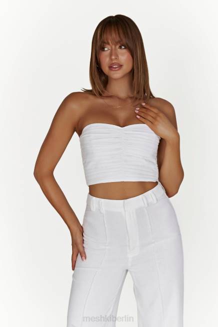 Kleidung Meshki McKenna gerafftes Leinenoberteil Weiß 2F8B1015