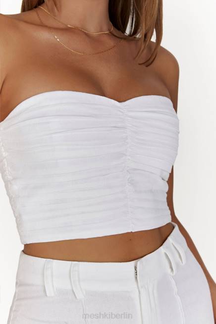 Kleidung Meshki McKenna gerafftes Leinenoberteil Weiß 2F8B1015