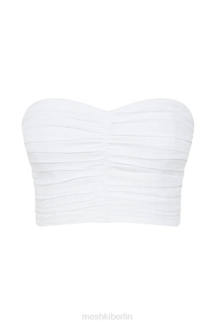 Kleidung Meshki McKenna gerafftes Leinenoberteil Weiß 2F8B1015