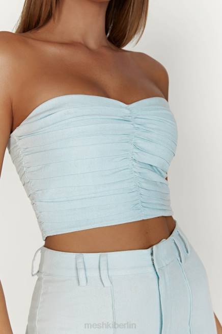 Kleidung Meshki McKenna gerafftes Leinenoberteil puderblau 2F8B1044