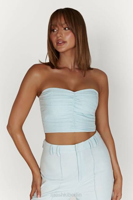 Kleidung Meshki McKenna gerafftes Leinenoberteil puderblau 2F8B1044