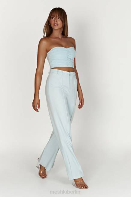 Kleidung Meshki McKenna gerafftes Leinenoberteil puderblau 2F8B1044