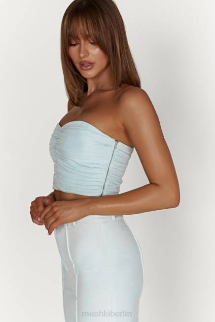 Kleidung Meshki McKenna gerafftes Leinenoberteil puderblau 2F8B1044